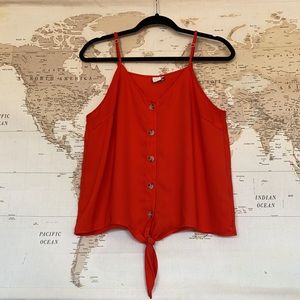 Red-Orange Summer Blouse with knot